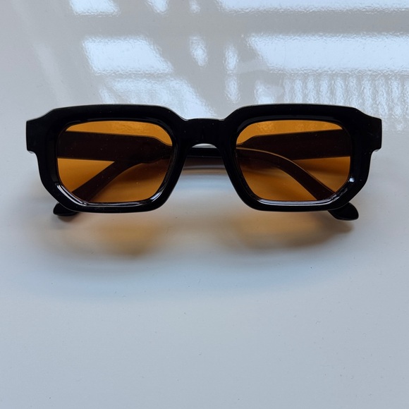 Black Sunglasses with Orange Lenses - Picture 1 of 3
